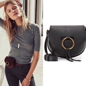 Madewell Lisbon Back Leather Ring Saddle Belt Bag EUC